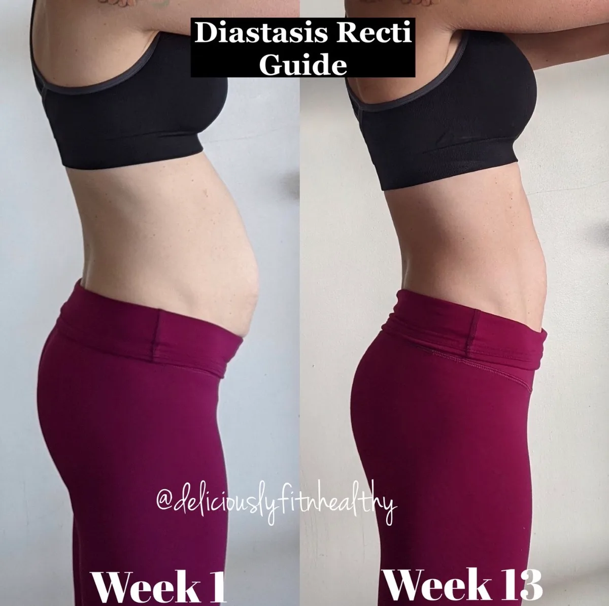 A member's side profile at week 1 and week 13 of the DR Core Guide